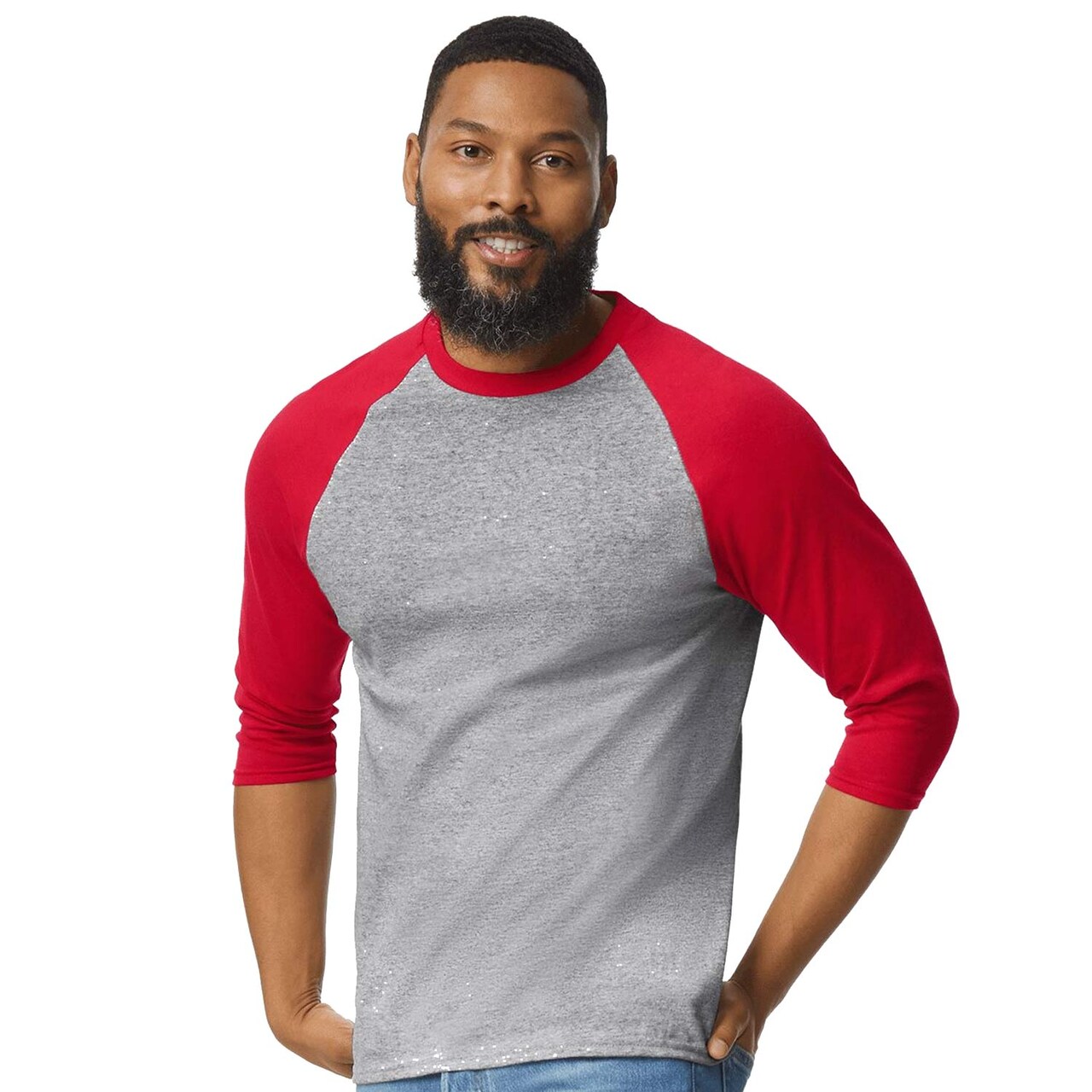 Gildan® Heavy Cotton Raglan Crewneck 3/4 Sleeve T-Shirt for Everyday Comfort & Custom Printing Tee